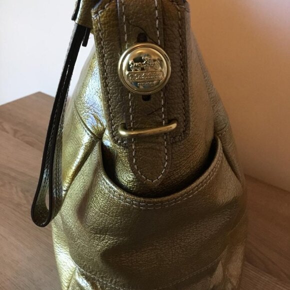 Coach Madison Tribeca Metallic Gold Patent Leather Chain Hobo Bag - Picture 3 of 9